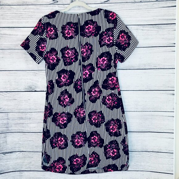 Sugarlips Size Large Navy White Stripe Floral Mini Dress Short Sleeve Spring - Picture 2 of 4